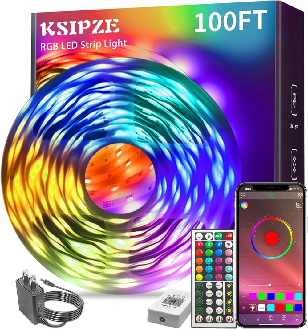 KSIPZE RGB LED Strip Lights 100ft